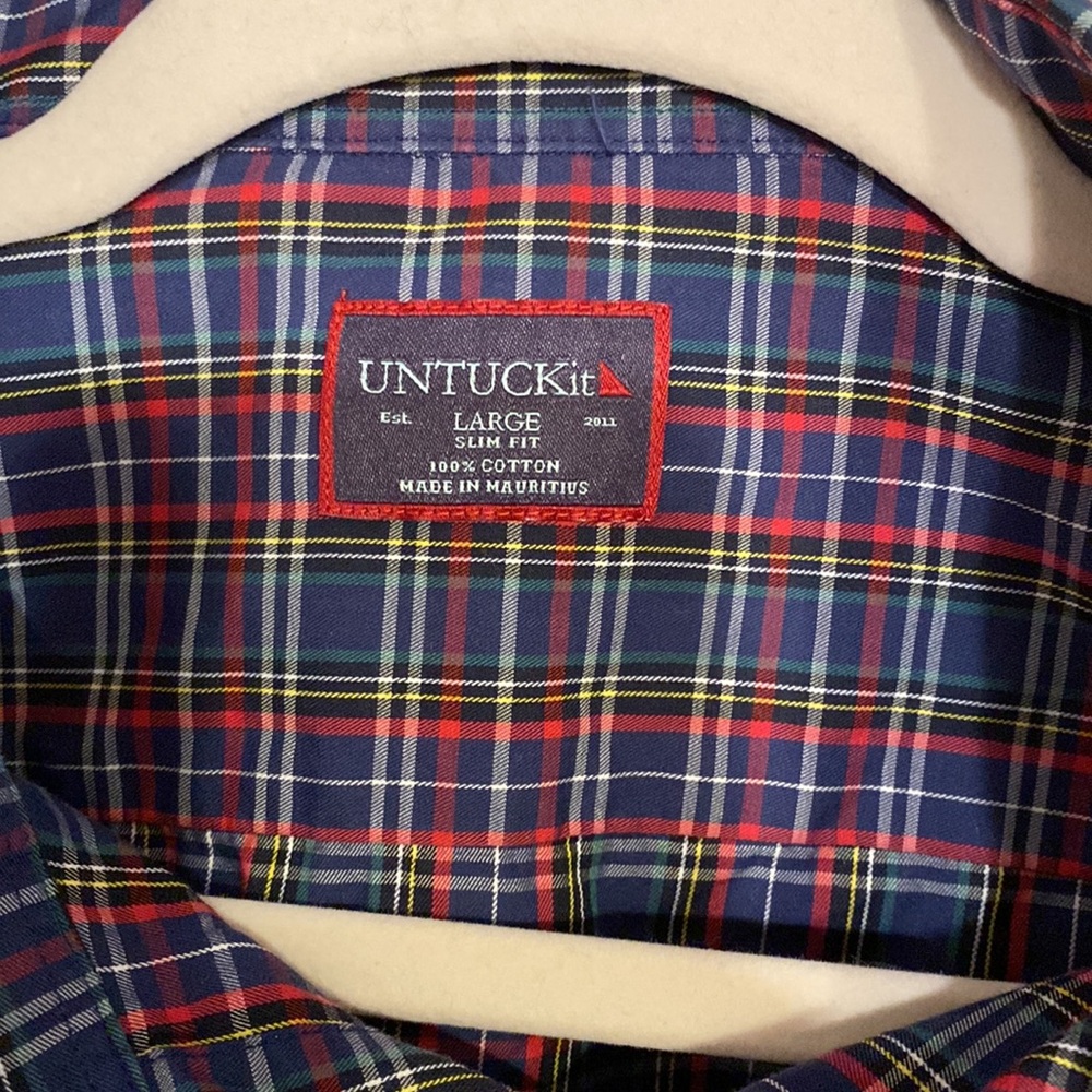 Untuckit Plaid Pattern Button Down Shirt Size Lar… - image 3